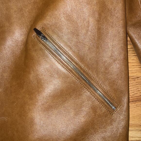 Cadogan Jaxon Men's Leather Biker Jacket In Sienna Brown Size Large - Picture 8 of 16